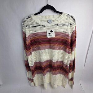 Cozy Co Women's 1X/2X Sweater NWT - Cream with stripes
